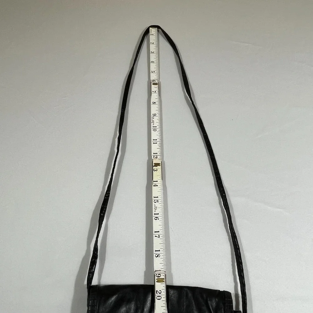 Vintage Pacific Connections Black Faux Leather‎ Crossbody Bag Made in Taiwan 90s
